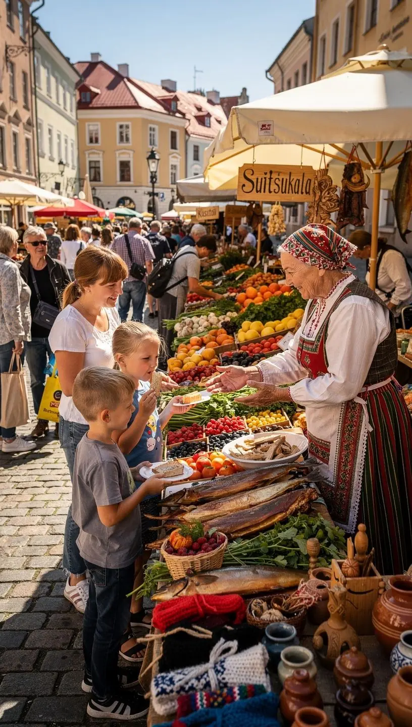 A scenic view of Tallinn's medieval old town with cobblestone streets and historic buildings.